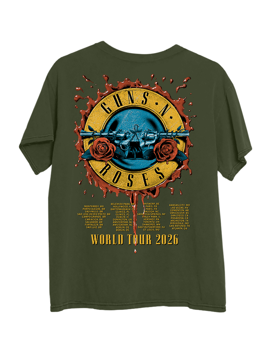 Guns N Roses - World Tour 2026 Military Green T-Shirt